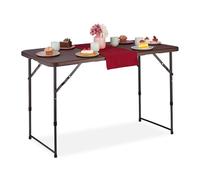 Relaxdays Garden Table, Foldable, HWD: 53.5 x 120 x 60, Plastic, Steel, Weatherproof, Fits 6 People, Camping, Brown, 53.5 x 120 x 60 cm
