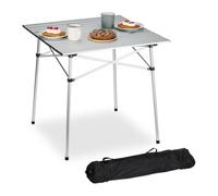 Relaxdays Garden Table, Foldable, HWD: 70 x 70 x 70 cm, Aluminium, Weatherproof, incl. Storage Bag, Camping, Silver