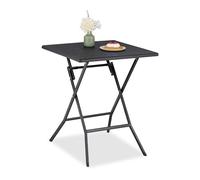Relaxdays Garden Table, Foldable, HWD: 73 x 62 x 62 cm, Plastic, Steel, Weatherproof, Fits 4 People, Camping, Black