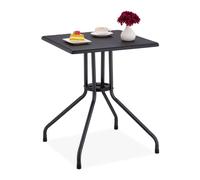 Relaxdays Garden Table Rattan Look, Square, HxWxD: 75x61x61cm, Balcony, Plastic, Metal, Outdoor, Black, 75x61x61 cm