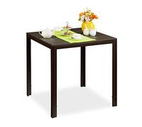 Relaxdays Garden Table, Square, Wood Effect, Outdoors, Patio & Balcony, Alfresco Dining, 74.5 x 77.5 x 77.5 cm, Brown