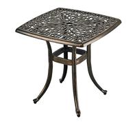 Relaxdays garden table with parasol hole, HxWxD: 53x53x53 cm, weatherproof aluminium, antique, square, black/bronze