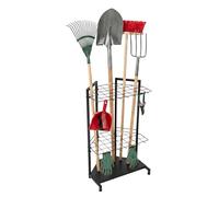 Relaxdays Garden Tool Rack, holds 34 tools, for corners & nooks, black