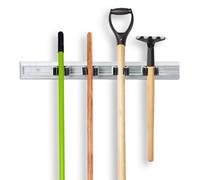 Relaxdays Garden Tool, Wall-Mounted Mop & Broom Holder, Organisation Bracket, Al