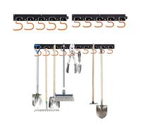 Relaxdays Garden Tool Wall Rack with 10 Hooks and 2 Rails, Black/Orange, 43x5x2 cm