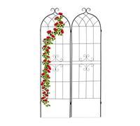 Relaxdays Garden Trellis, Set of 2, 180 x 50 cm, Support for Climbing Plants, Decorative, Rose Frame, Iron, Black, 2-Set