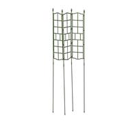 Relaxdays Garden Trellis Set of 3, Metal & Plastic, HxW: 124 x 14.5 cm, Growth Support Tomatoes & Climbing Plants, Green