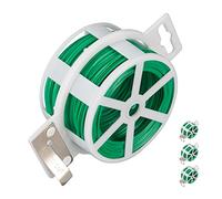 Relaxdays Garden Wire, Set of 4, 50 m Length, Thin Binding, Spool, for Plants, Plastic Coated, with Cutter, Green, Iron, 13 x 8.5 x 5 cm