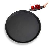 Relaxdays Gastro Tray, Non-Slip Surface, Elevated Rim, Serving Platter for Cafés, Bars, Restaurants, Ø 35 cm, Black