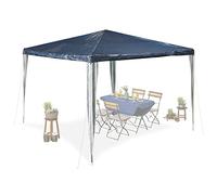 Relaxdays Gazebo, HxWxD: 2.5x3x3 m, Plastic, Steel, Frame, Waterproof, Roof, Garden, Party, Tent, Marquee, Blue/White, 250 x 300 x 300 cm