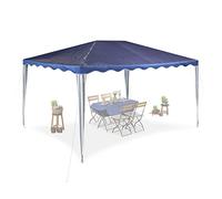 Relaxdays Gazebo, HxWxD: 2.5x3x4 m, Plastic, Steel, Frame, Waterproof, Roof, Garden, Party, Tent, Marquee, Darkblue, 250 x 300 x 400 cm