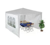 Relaxdays Gazebo Side Panels, 3x Set, 2x3m, Waterproof, Easy Fastener, Party Tent, Plastic, Window, White