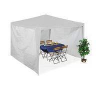 Relaxdays Gazebo Side Panels, 3X Set, 2x3m, Waterproof, Easy Fastener, Roof, Party Tent, Plastic, No Window, White, 200 x 300 x 0.1 cm