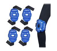 Relaxdays Gel Knee Pads, Set of 4, Cold & Warm Compress, Cooling Pack, First Aid, Injury & Pain Relief, with Strap, Blue, Polyester, 16 x 23.5 x 1 cm