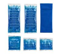 Relaxdays Gel Packs, Set of 5, 3 Sizes, Cover, Hot/Cold Compresses, Microwave-Safe, Cooling Pad, Injury & Pain Relief