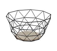 Relaxdays Bowl, Decorative Wire Basket, Fruits & Vegetables, Iron & Wood, Industrial Design, 14.5 x 28 cm, Black, 14,5x28x28 cm