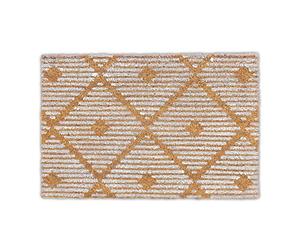 Relaxdays Geometrical Pattern Door mat Doormat Coir Welcome, 40 x 60 cm, Inside & Outside, Non-Slip Wiper, White/Brown