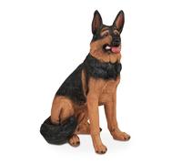 Relaxdays German Shepherd Ornament, Life-Size Dog Statue, Weatherproof, Garden, 55x39x85 cm (LxWxH), polyresin, Brown