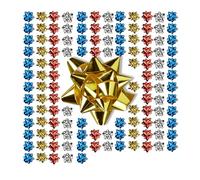 Relaxdays Gift Bows Set of 100, Self-Adhesive, Bows for Christmas and Birthday Presents, Ø 5 cm, Assorted Colours
