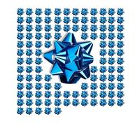 Relaxdays Gift Bows Set of 100, Self-Adhesive, Decorative Bows for Christmas and Birthday Presents, Ø 5 cm, Blue