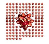 Relaxdays Gift Bows Set of 100, Self-Adhesive, Decorative Bows for Christmas and Birthday Presents, Ø 5 cm, Red