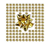 Relaxdays Gift Bows, Set of 200, Self-Adhesive, Decorative for Christmas & Birthdays, WXD: 5x5 cm, Gold, Plastic, 2 x 5 x 5 cm