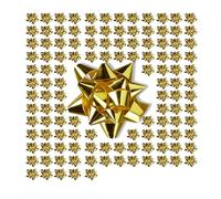 Relaxdays Gift Set of 100, Self-Adhesive, Decorative Bows for Christmas and Birthday Presents, Ø 5 cm, Gold, H x W: app. 2 x 5 cm