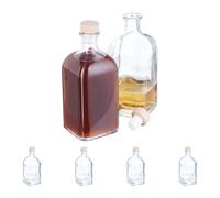 Relaxdays Glass Bottles, Set of 6, 500 ml, Refillable, for Gifts, with Cork, for Oil, Vinegar, Schnapps, Liqueur, Clear