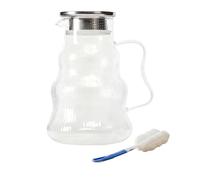 Relaxdays Glass Carafe with Lid, 1688 ml, Heat-Resistant Borosilicate, Water & Tea, Clear/Silver, 20 x 12 x 17 cm