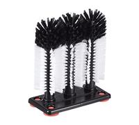 Relaxdays Glass Cleaner Brush, 3X Set, with Suction Cup, Gastronomy, Rinse, Scrub, HxWxD: 22 x 18.5 x 10 cm, Black/White, Plastic