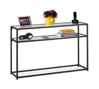 Console Table Glass Black Metal Hallway Entrance Living Room Storage Space Saver