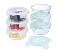 Relaxdays Glass Containers, Set of 6, 400 ml, Meal Prep, Food Storage Boxes, Plastic Lid, Airtight, Transparent, Silicone