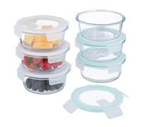 Relaxdays Glass Containers, Set of 6, 620 ml, Meal Prep, Food Storage Boxes, Plastic Lid, Airtight, Transparent, Silicone