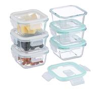 Relaxdays Glass Containers with Lid, Set of 6, 320 ml, Meal Prep, Food Storage Boxes, Plastic Lid, Airtight, Transparent
