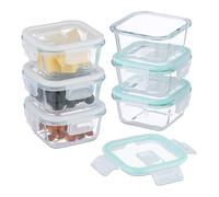 Relaxdays Glass Containers with Lid, Set of 6, 520 ml, Meal Prep, Food Storage Boxes, Plastic Lid, Airtight, Transparent