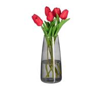 Relaxdays Glass Flower Vase, Modern Decor for the Table, Large Centerpiece, for Bouquet, HWD: 26 x 10 x 10 cm, Grey