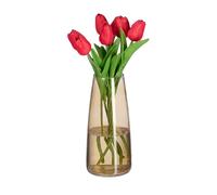 Relaxdays Glass Flower Vase, Modern Decor for the Table, Large Centerpiece, for Bouquet, HWD: 26 x 10 x 10 cm, Brown