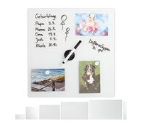 Relaxdays Glass Magnetic Dry Erase Memo Board 40 x 40 cm, Writable, White | 3 Magnets, Safety Glass Magnet Board