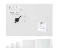 Relaxdays Glass Magnetic Dry Erase Memo Board 60 x 40 cm, Writable, White | 3 Magnets, Safety Glass Magnet Board