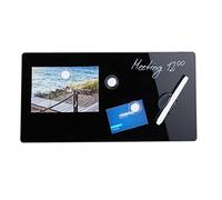 Relaxdays Glass Magnetic Dry Erase Memo Board, Writable, 3 Magnets, Safety Glass Magnet Board 20 x 40 cm, Black