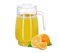 Relaxdays Glass Pitcher with Lid, 1.3 L, Handy Grip, Elegant Crystal Glass, Big Juice Jug, Dishwasher-Safe, Clear