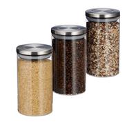 Relaxdays Glass Storage Jar Set 1 Litres Each