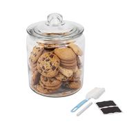 Relaxdays Glass Storage Jar with Lid, 4L, Airtight, Round, Transparent, 26 x 18 cm