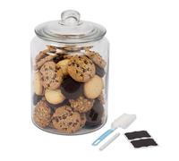 Relaxdays Glass Storage Jar with Lid, 6L, Airtight, Round, Transparent, 30x20 cm
