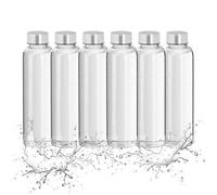 Relaxdays Glass Water Bottle Set of 6, with Fabric Holder, 500 ml, Dishwasher-Safe, Water-Resistant, Transparent/Black