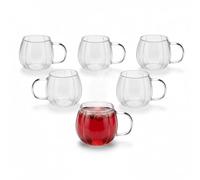 Relaxdays Glasses Set of 6 with Handles, 400 ml, for Coffee, Latte Macchiato & Tea, Borosilicate, Transparent, 8 x 11 x
