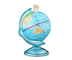 Relaxdays Globe Savings Box, HxWxD: 16.5 x 14 x 14 cm, World Money Box, Piggy Bank, Multicolour