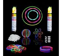 Relaxdays Glow Sticks, 200 Piece Set, with Connectors for Bangles & Balls, 7 Colours, Neon Party Fun, Game, 20 x 0.5 x 0.5 cm