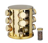 Spice carousel Herb Organizer Rotating Seasoning Holder 12 Jars Gold Finish