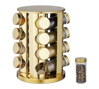 Spice carousel Herb Storage Rack 16 Jars Gold Finish Spice Rack Rotating Storage
